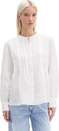 Marc O'Polo Langarmbluse MARC OPOLO, Damen, Gr. 36, wei&szlig;, Web, Obermaterial: 100% Leinen, A-Linie, Manschette, Blusen Langarmbluse, Leinenbluse A-Shape