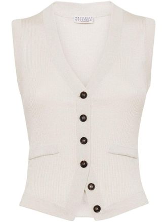 Brunello Cucinelli Geribbelde coltrui - Wit