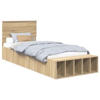 vidaXL Estructura De Cama Con Estante Manual Roble Sonoma 100 X 200 Cm Vidaxl