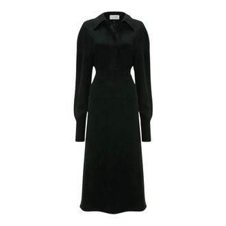 Victoria Beckham Midi Dresses, female, Black, Size: 2XS Polo Collar Midi Dress