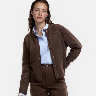 La Redoute Collections Vest met ronde hals in grof tricot