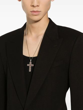 Dolce & Gabbana 18kt witgouden Cross hanger met robijnen en diamant