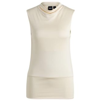 HUGO BOSS Womens Cowl Neck Sleeveless Shell Tank in Open White - Size 14 UK