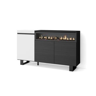 Skraut Home Skraut Home - Aparadores Para Sal&oacute;n, Gran Capacidad De Almacenaje, 150x87x35cm, 3 Puertas, Chimenea El&eacute;ctrica, Dise&ntilde;o Industrial, Estilo Moderno, Blan