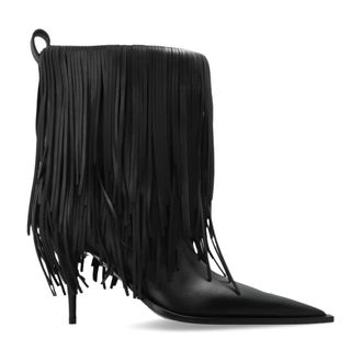 Balenciaga Heeled Boots, female, Black, Size: 10 US Avenue Fringe Bootie