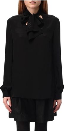A|X Armani Exchange Blouses, female, Black, Size: XS Black Tie-Neck Blouse