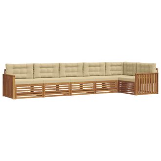 vidaXL Conjunto De Sof&aacute;s De Exterior Con Coj&iacute;n 6 Pcs Natural Y Beige Vidaxl