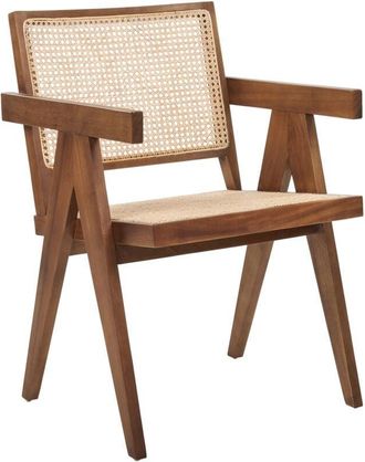Beliani Beliani - Modern Mahogany Accent Dining Chair Brown Natural Wicker Living Room Westbrook