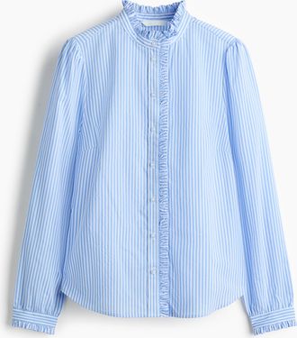 H&M Frill-trimmed poplin blouse - Blue