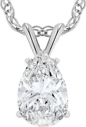 Pompeii3 3 Ct Pear Shape Solitaire Moissanite Pendant 14k White Gold Womens Necklace