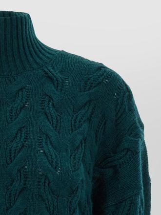 Max Mara cashmere wool cable-knit high-neck cropped jumper