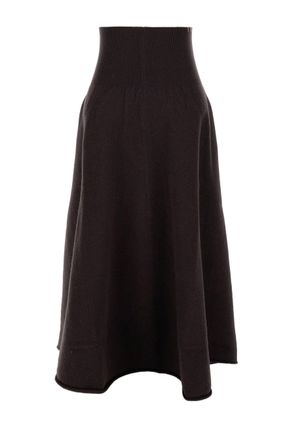 Extreme Cashmere Brown Ease High-Waist Stretch Cashmere Knit Midi Skirt