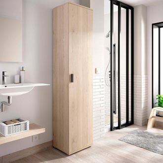 Dmora Dmora - Columna De Ba&ntilde;o Dfuzat, Mueble Alto De Ba&ntilde;o, Armario Alto Multiusos 1 Puerta, 39x35h190 Cm, Roble