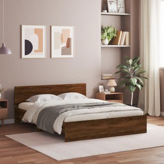 vidaXL Estructura De Cama Con Cabecero Marr&oacute;n Roble 140x190 Cm Vidaxl