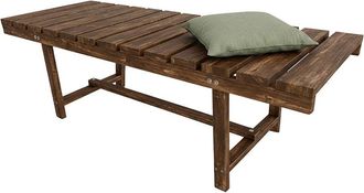 Relaxdays Relaxdays garden bench, 2-seater, patio/balcony, without backrest, flame-finished fir, HWD: 35x110x38 cm, brown