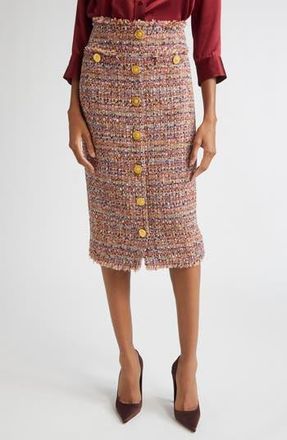 L'agence Tai Tweed Midi Skirt in Mauve/Tan Multi Tweed at Nordstrom Rack, Size 18Regular