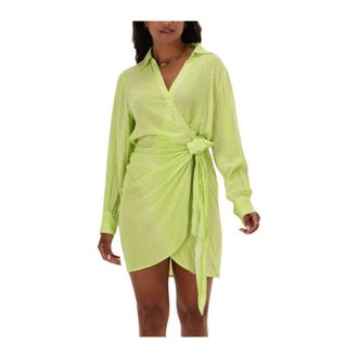 Refined Department Malu Dames Mini Jurk Lime - Dames - Wikkelkleedje - Groen - XS - Kleedjes