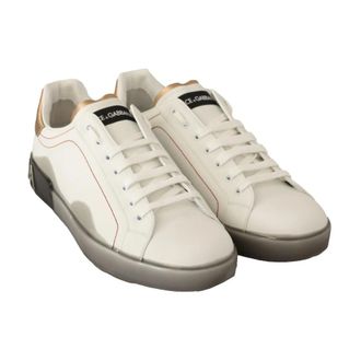 Dolce & Gabbana Schoenen, Heren, Wit, 40 EU, Leer, Portofino Leren Sneakers