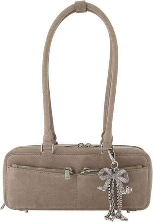 Self Portrait Baguette With Charm Shoulder Bag - Leather - Grey
