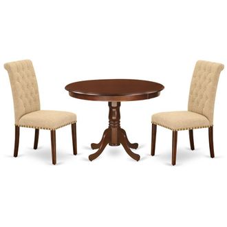 East West Furniture Dining Room Set Mahogany, HLBR3-MAH-04