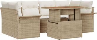 vidaXL Garden Sofa Set 7 pcs Beige and cream 100 x 55 x 73 cm Vidaxl