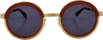 Mykita Vintage Ronde Zonnebril Rood/Goud - unisex - Zonnebrillen - Veelkleurig - ONE Size - Accessoires
