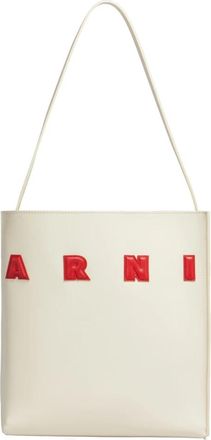 Marni Small Museo Hobo Tas - Dames - Shoppers - Beige - ONE Size - Leer - Tassen