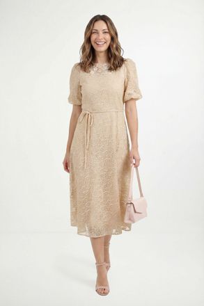 Wallis Womens Petite Burn Out Floral Organza Midi Dress - Cream - Size 12 UK