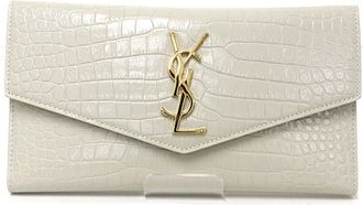 Saint Laurent Off-White Leather Long Wallet (Bi-Fold) (Pre-Owned)