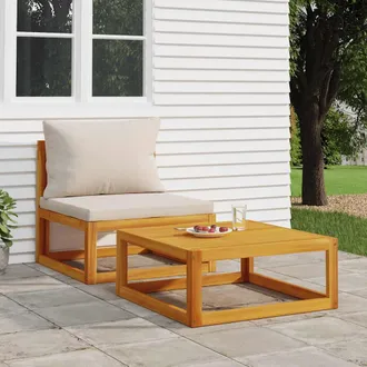 vidaXL Sof&aacute;s De Jard&iacute;n 2 Pzas Con Cojines Madera Maciza Acacia Vidaxl