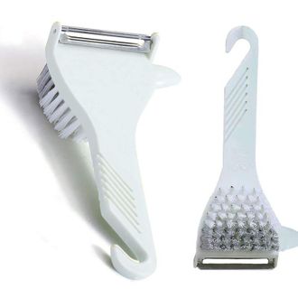 OEM Juego De Dos Cepillos Y Un Pelador 2 En 1 Para Patatas, Frutas Y Verduras: Una Pr&aacute;ctica Herramienta Combinada Para Limpiar Y Pelar. - Crezuo