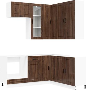 vidaXL Unidad De Cocina Porto 8 Uds. Marr&oacute;n Roble Madera De Ingenier&iacute;a Vidaxl