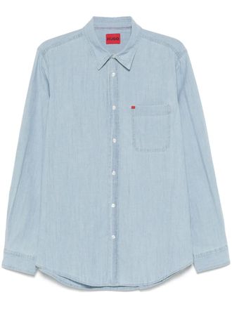HUGO BOSS Chambray katoenen overhemd - Blauw