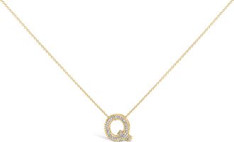 House of Brilliance Yellow Gold Vermeil.925 Sterling Silver Diamond Accent A-Z Initial Bubble Pendant Necklace