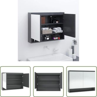 vidaXL Armadietto con specchio - Armadietto Bagno con Specchio 80x15x60 cm in MDF Grigio