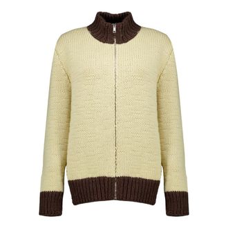 Prada Wool Zipper Cardigan - Dames - Truien - Beige - Maat: S Wol