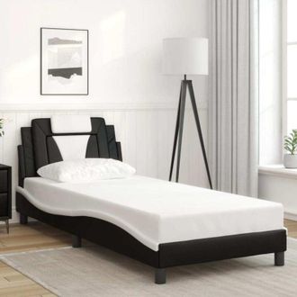 vidaXL Cama Con Cabecero Cuero Sint&eacute;tico Negro Y Blanco 80x200 Cm Vidaxl