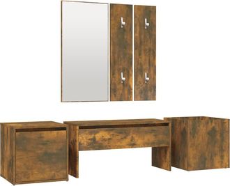 vidaXL Vidaxl - Set De Muebles De Recibidor Madera Contrachapada Roble Ahumado