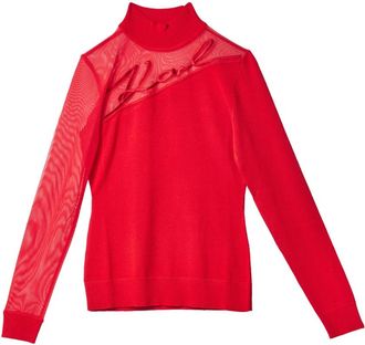 Karl Lagerfeld Handtekening Mock Hals - Dames - Coltruien - Rood - S - Polyester - Truien & Vesten