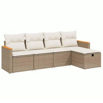 vidaXL Vidaxl - Set Divano Da Giardino 5 Pz Con Cuscini Beige In Polyrattan