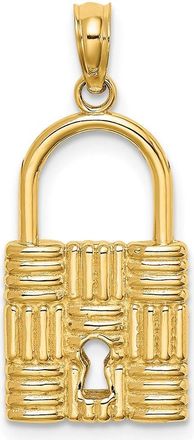 Diamond2Deal 14k Yellow Gold 3-D Padlock Key Hole Charm