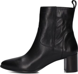 Notre-V Elegante Zwarte Enkellaarsjes - Dames - Laarzen met Hak - Zwart - 41 EU - Leer - Schoenen