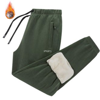 Generic Fleece Lined Camo Joggers for Men Elasticated Waist Camouflage Trousers Warm Sweatpants Casual Tracksuit Bottoms Zip Pockets, Z01-Green, 6XL