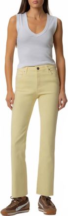 Kut from the Kloth Kelsey High Rise Ankle Flare With Raw Hem Jeans In Pastel Yellow