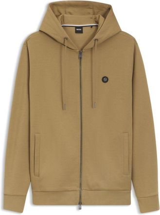 BOSS Cotton-blend zip-up hoodie with Double B monogram