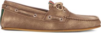 Gucci Mens Boat Shoes Brown Calfskin Flat