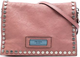 Prada Pre-owned Prada Glace Calfskin Studded Etiquette Flap Ladies 8DSIFDP8MO04S65V