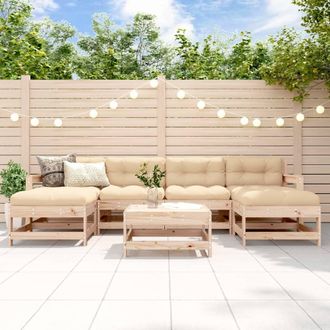 vidaXL Juego De Muebles De Jard&iacute;n 7 Piezas Madera Maciza De Pino Vidaxl