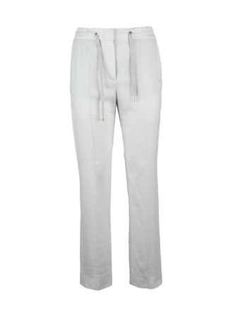 Eleventy Linen Wool Silk Chino Trousers - White