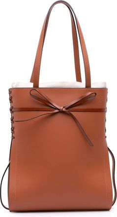 Loewe Pre-owned Womens Font Tote Leather Shopper - Tan - One Size